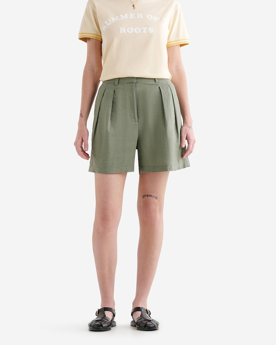 linen pleated walking short 3.5 inch
