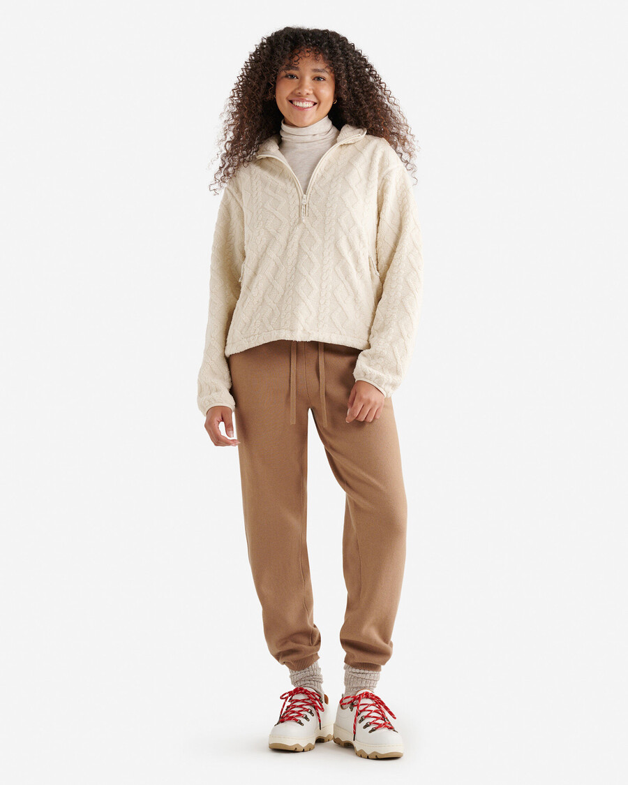 cable shearling fleece half zip