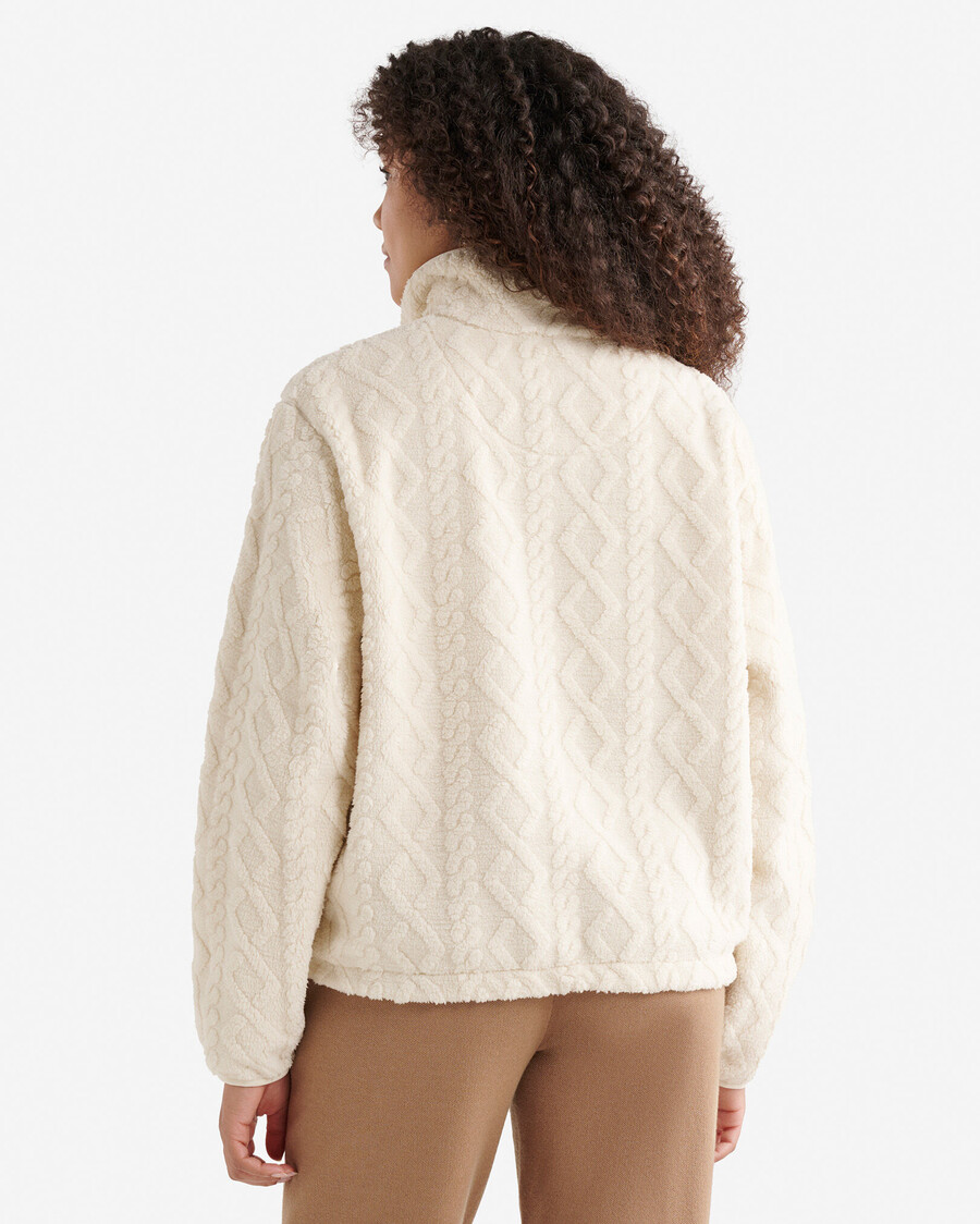 cable shearling fleece half zip