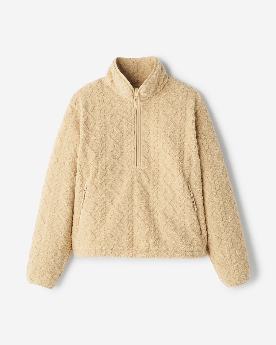 cable shearling fleece half zip