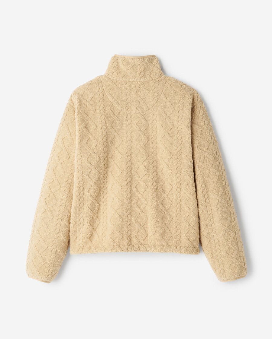 cable shearling fleece half zip
