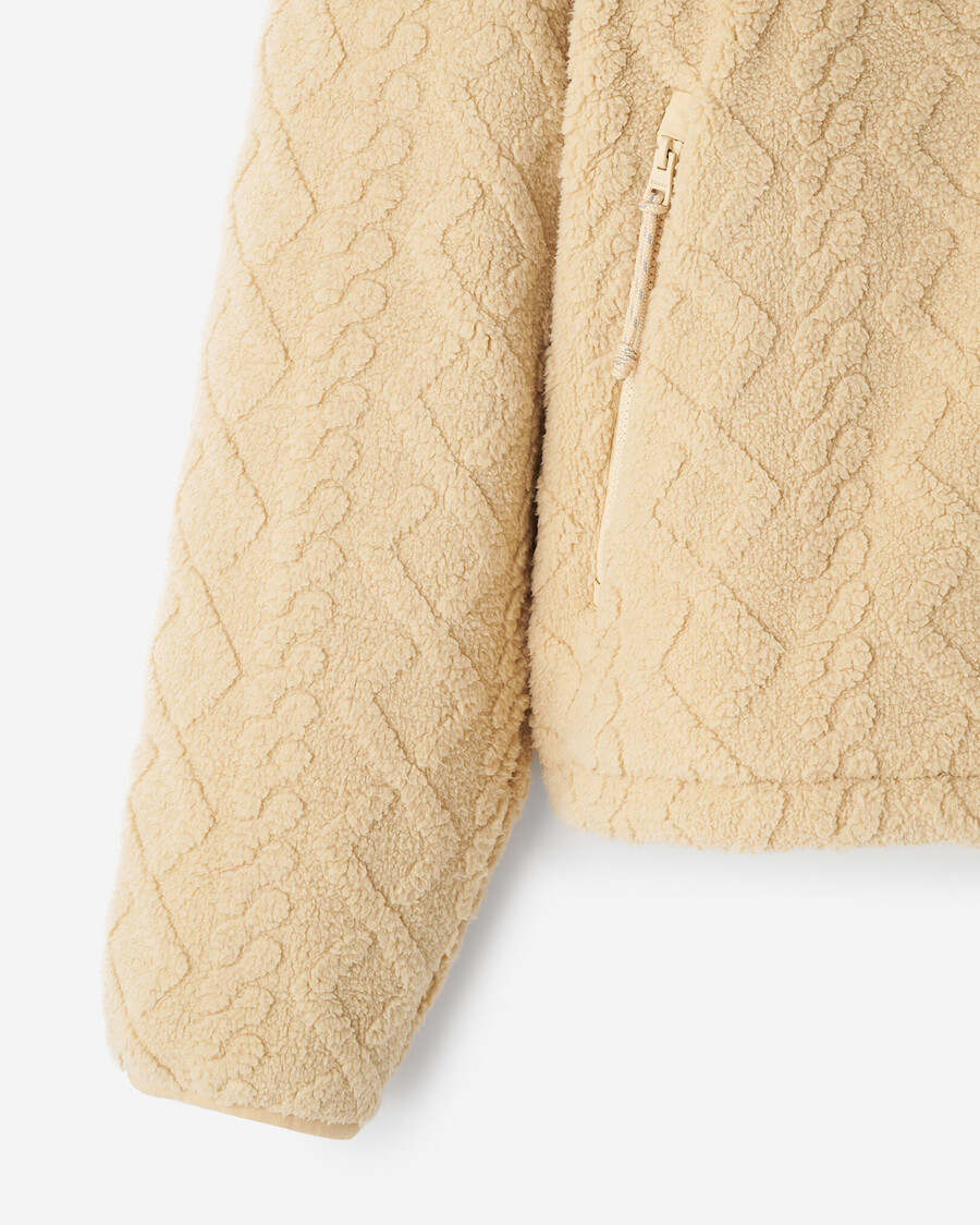 cable shearling fleece half zip