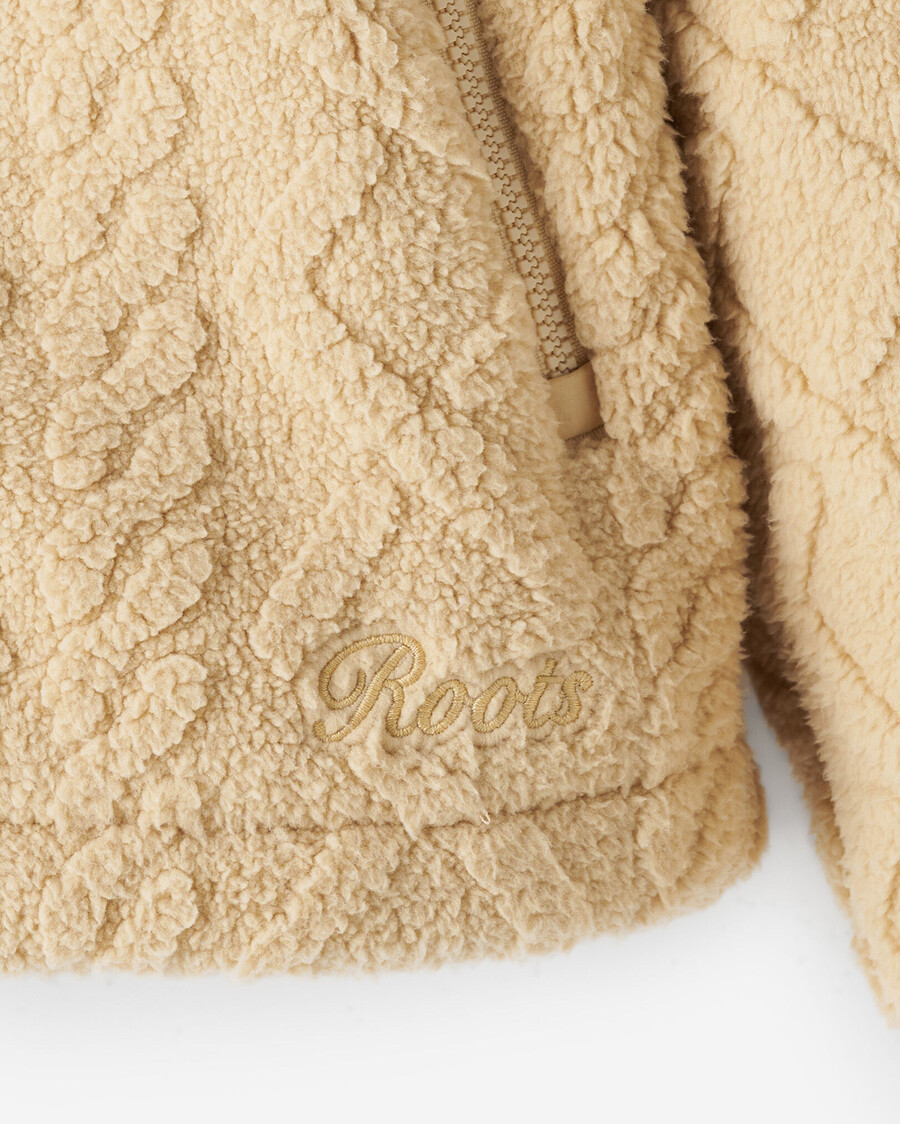 cable shearling fleece half zip