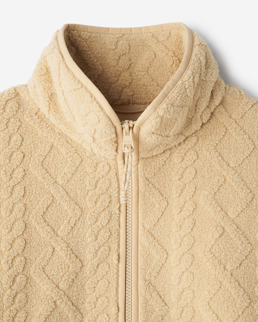 cable shearling fleece half zip