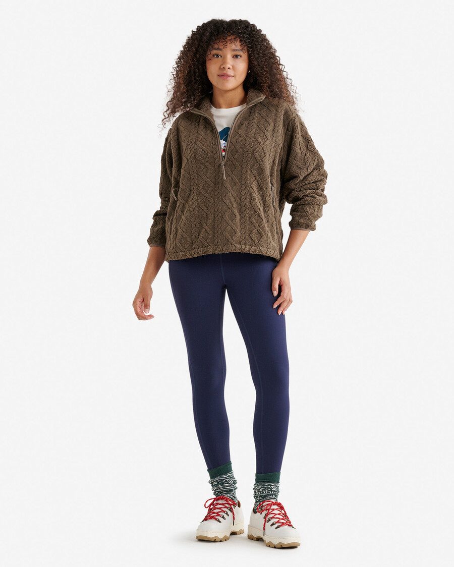 cable shearling fleece half zip