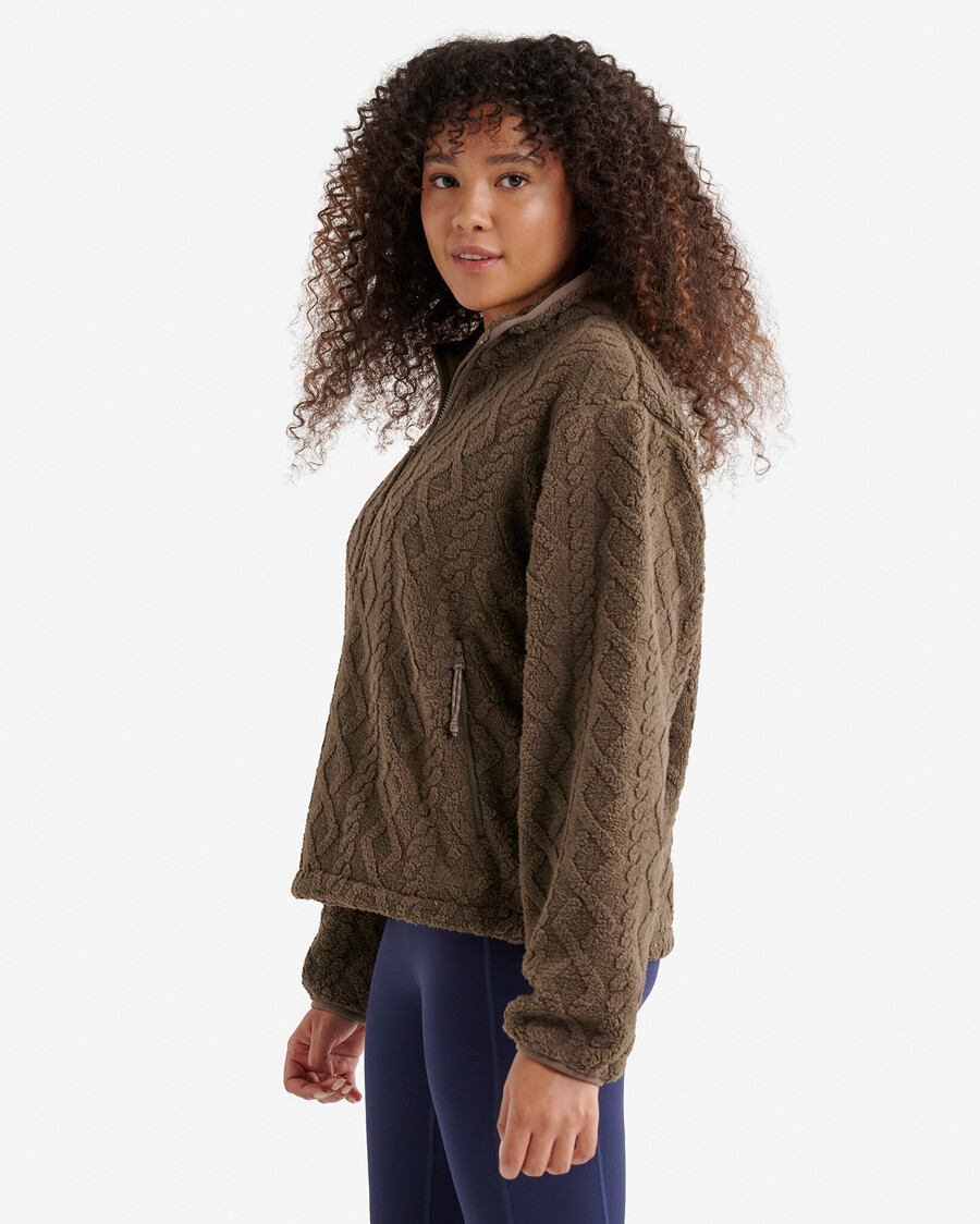 cable shearling fleece half zip