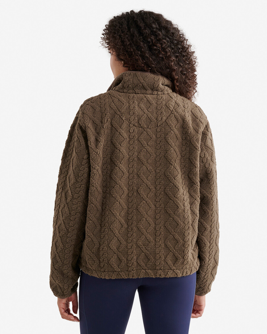 cable shearling fleece half zip