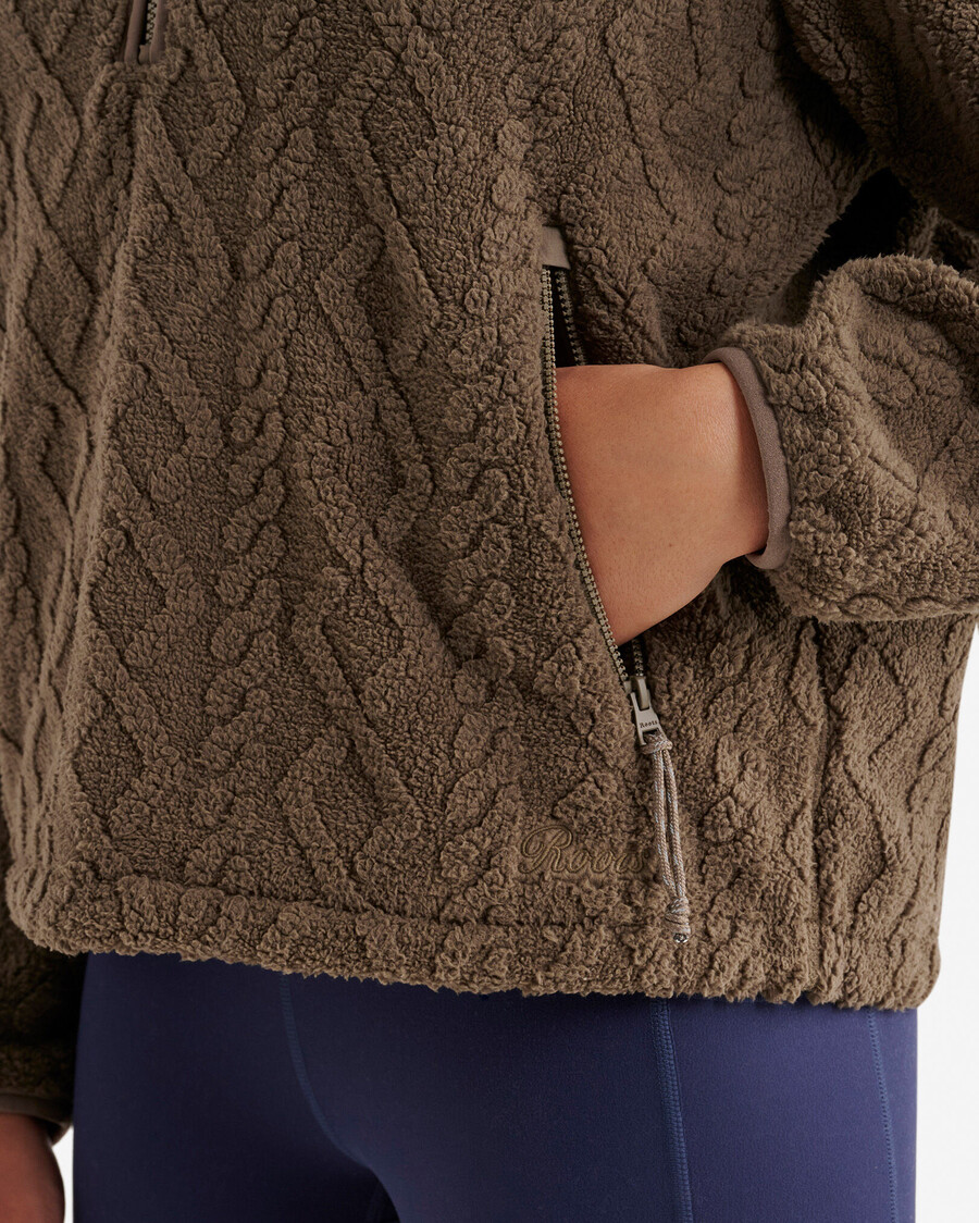 cable shearling fleece half zip