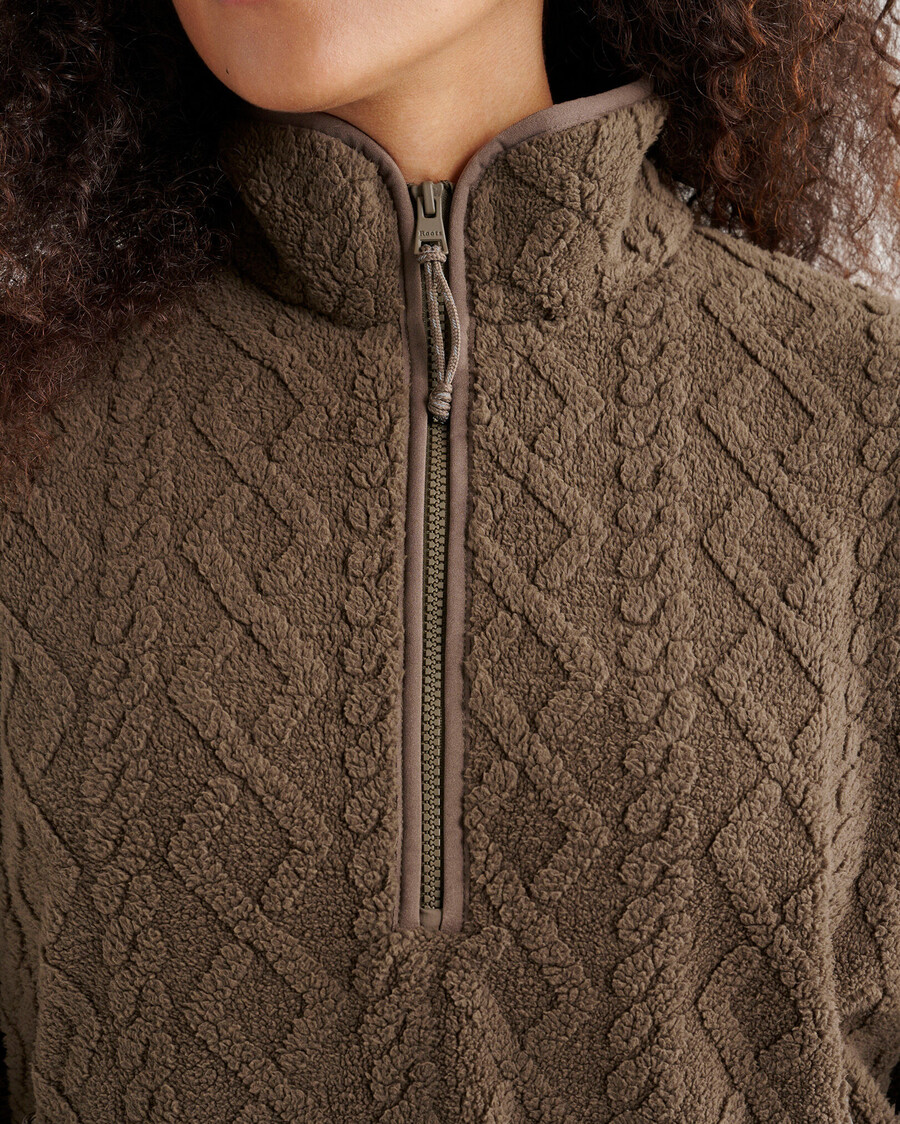 cable shearling fleece half zip