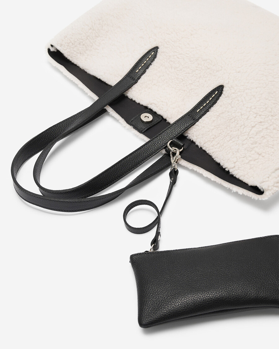 shearling carryall tote