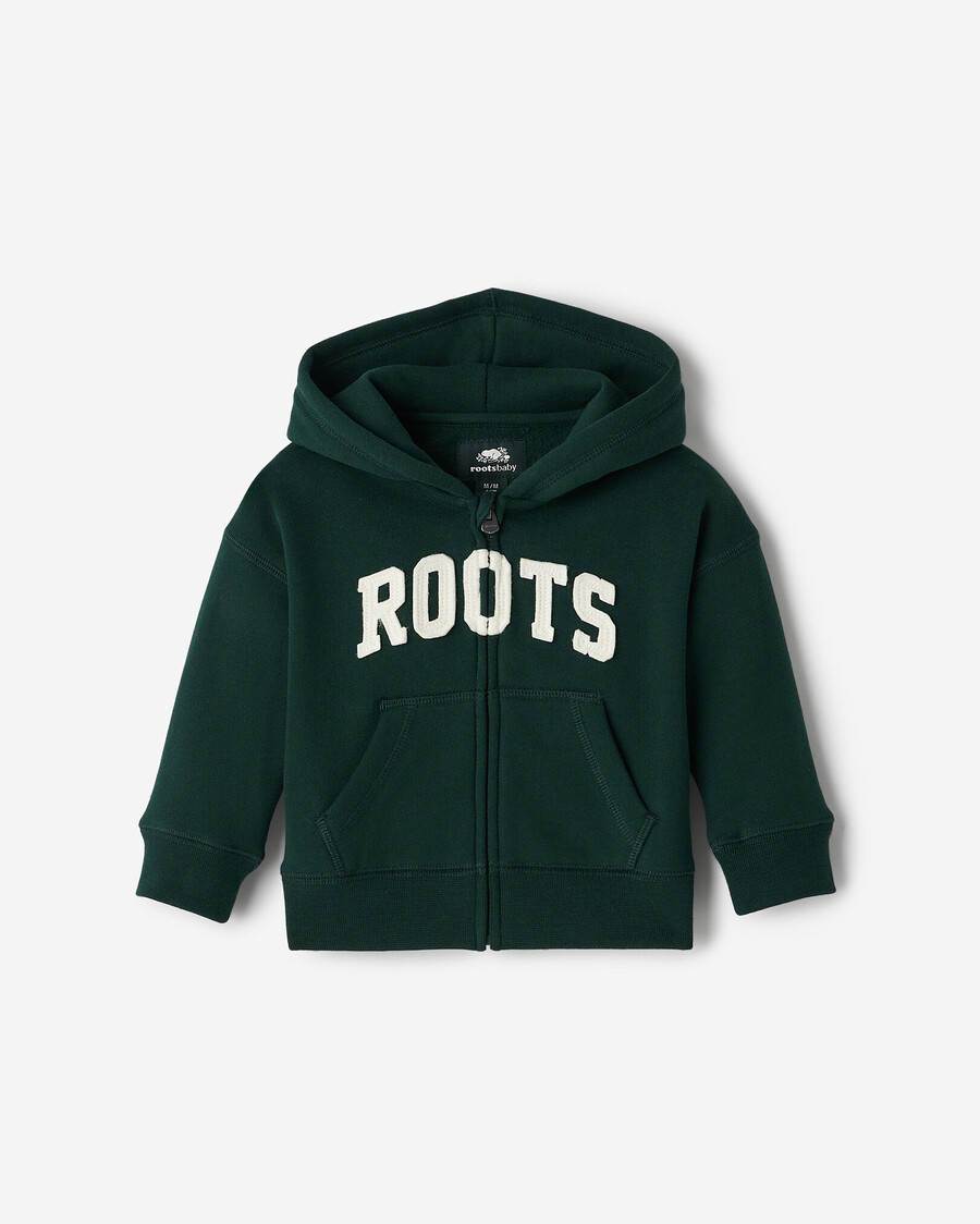 baby roots applique full zip hoodie