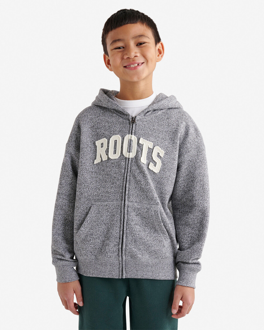 kids roots applique full zip hoodie