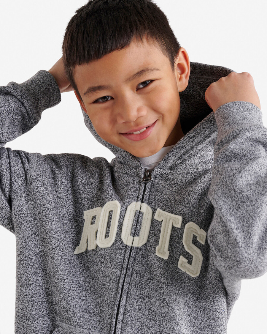 kids roots applique full zip hoodie