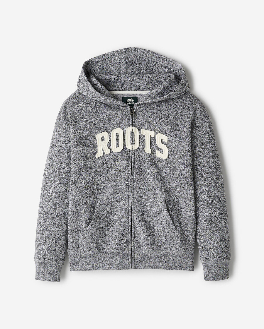 kids roots applique full zip hoodie