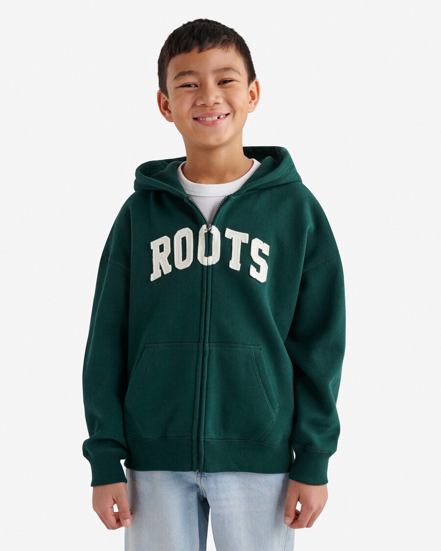 kids roots applique full zip hoodie
