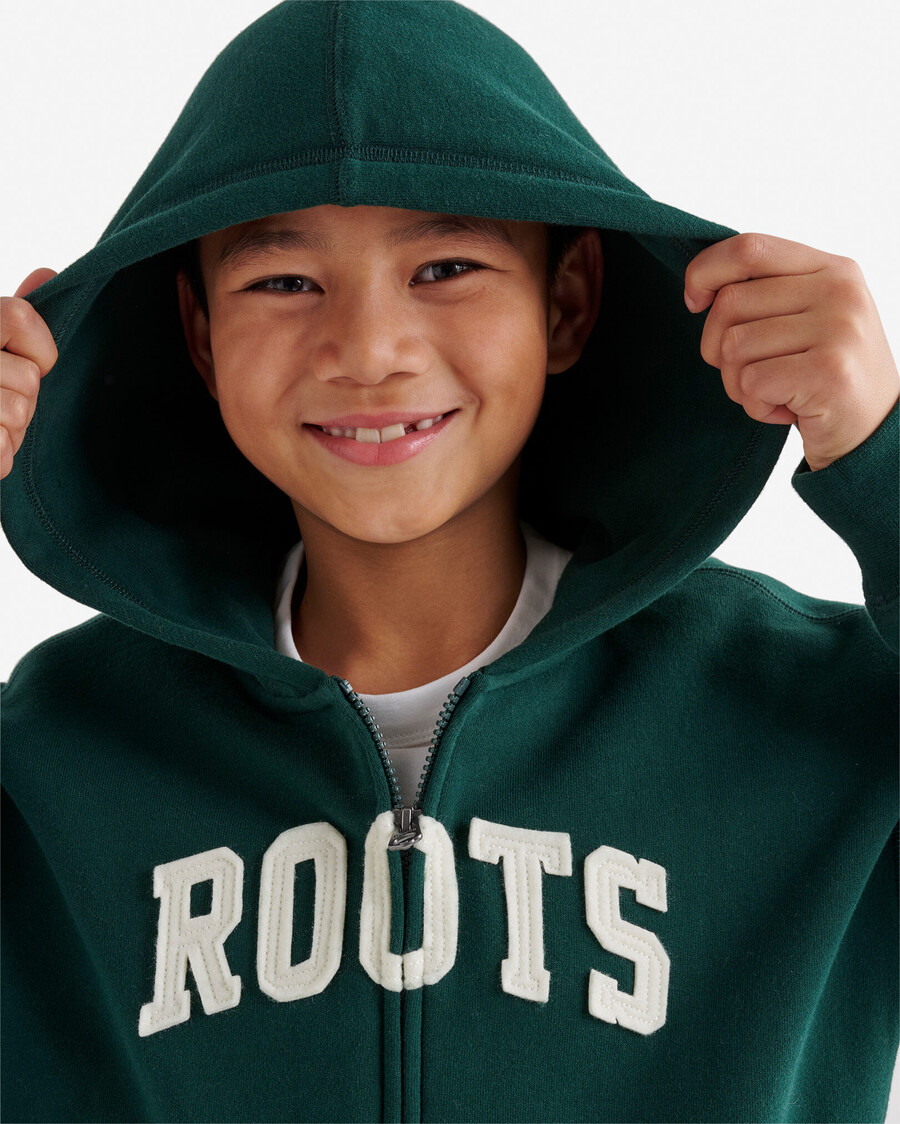 kids roots applique full zip hoodie
