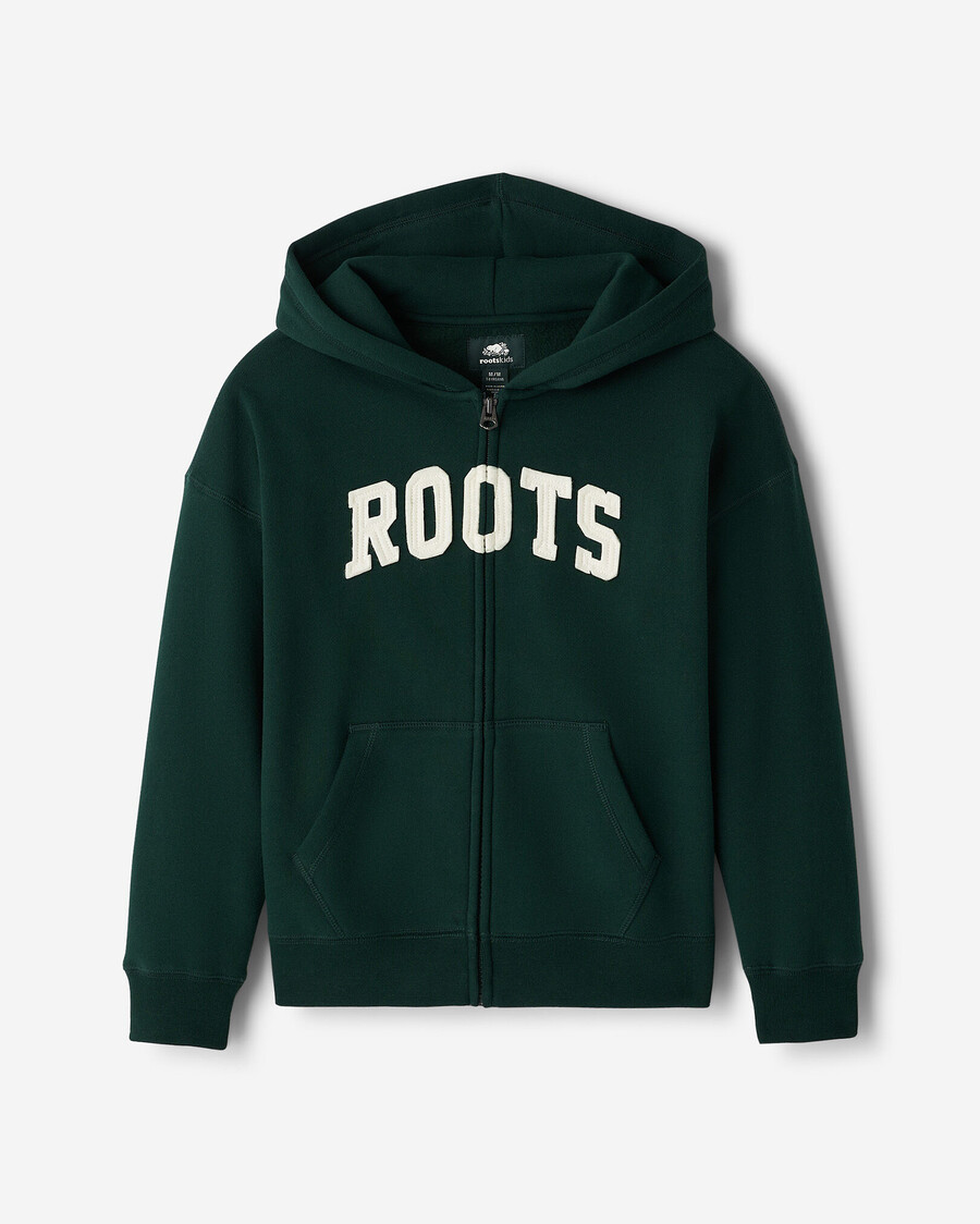 kids roots applique full zip hoodie
