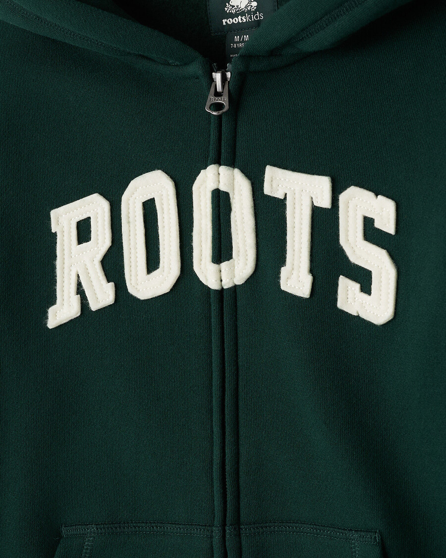 kids roots applique full zip hoodie