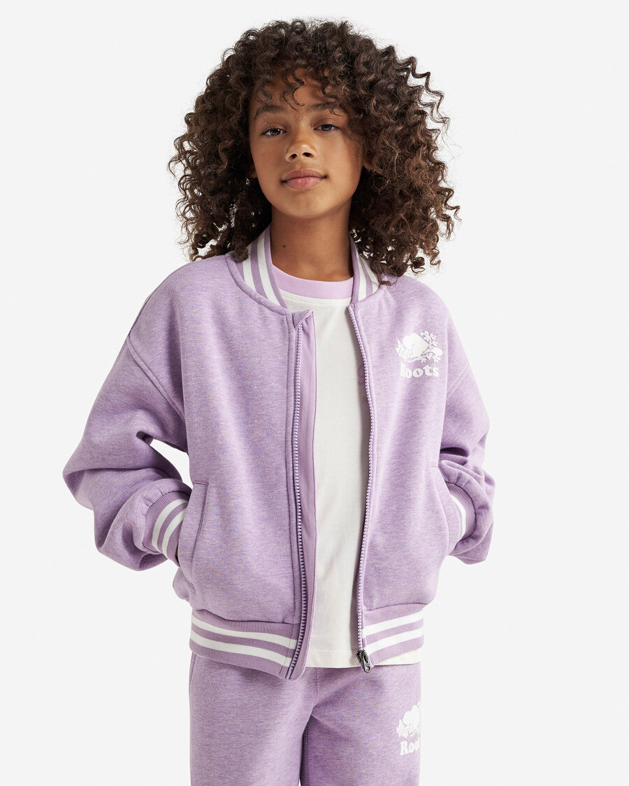 girls cooper sparkle varsity jacket