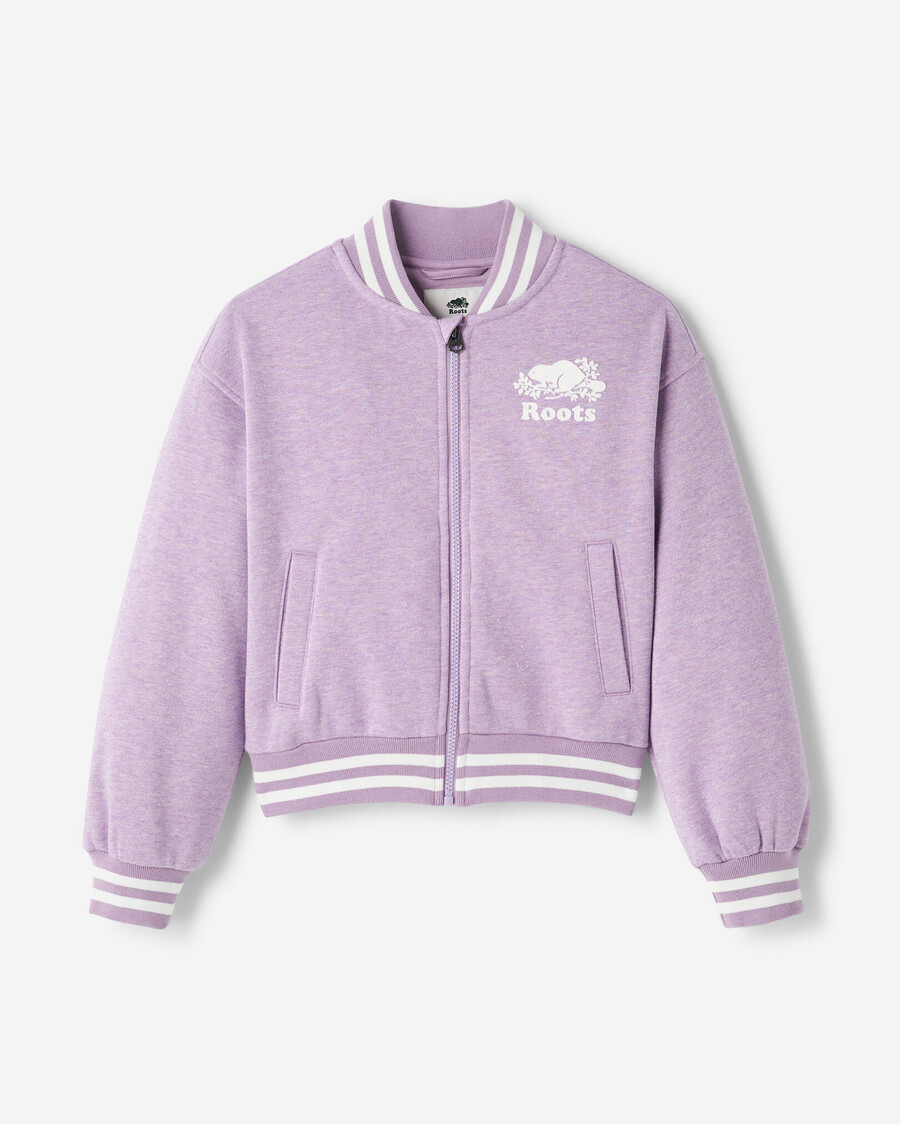 girls cooper sparkle varsity jacket