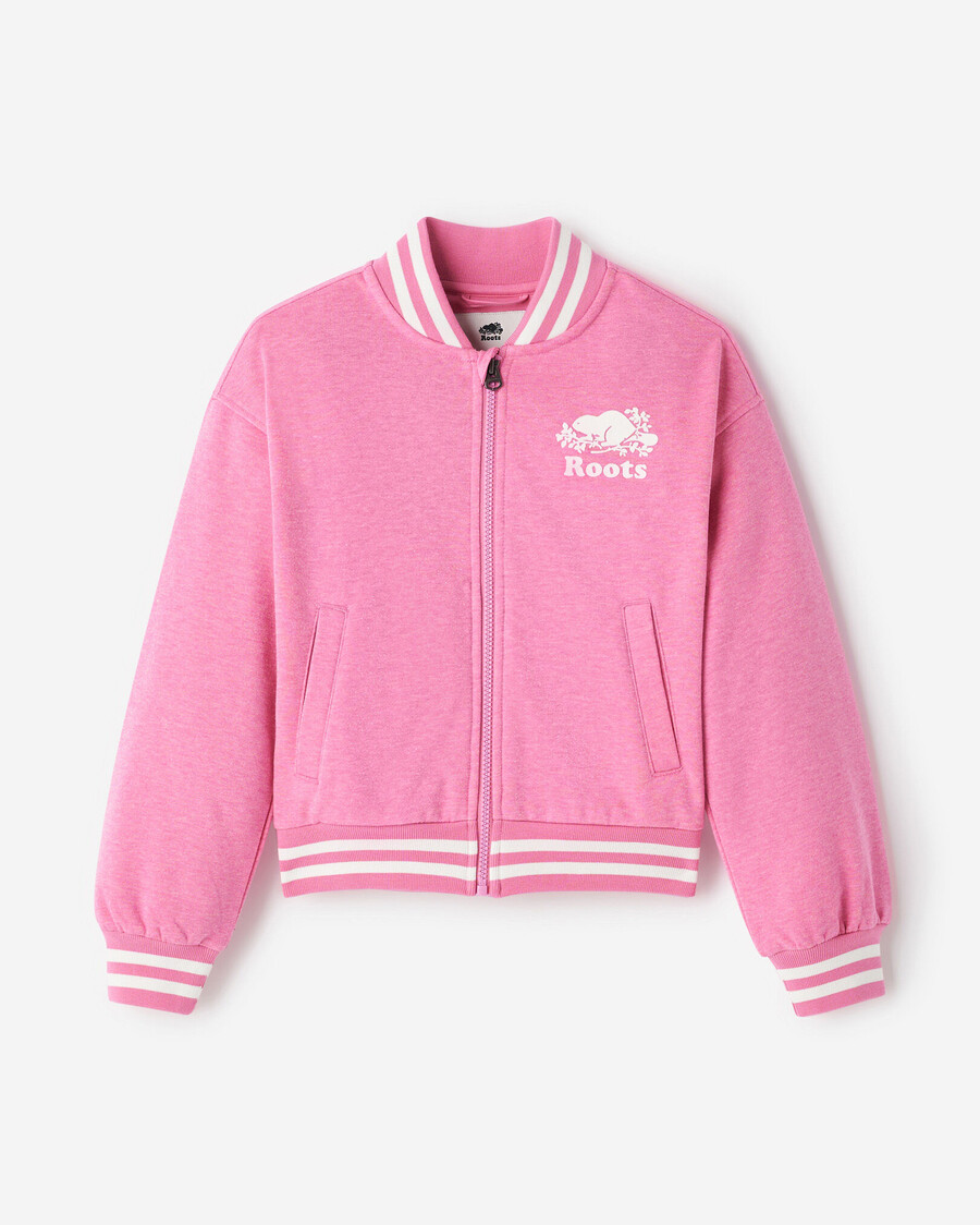 girls cooper sparkle varsity jacket