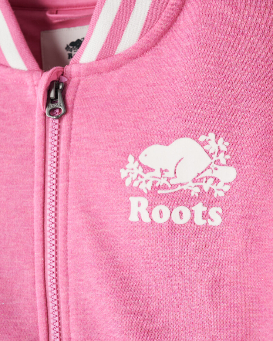 girls cooper sparkle varsity jacket