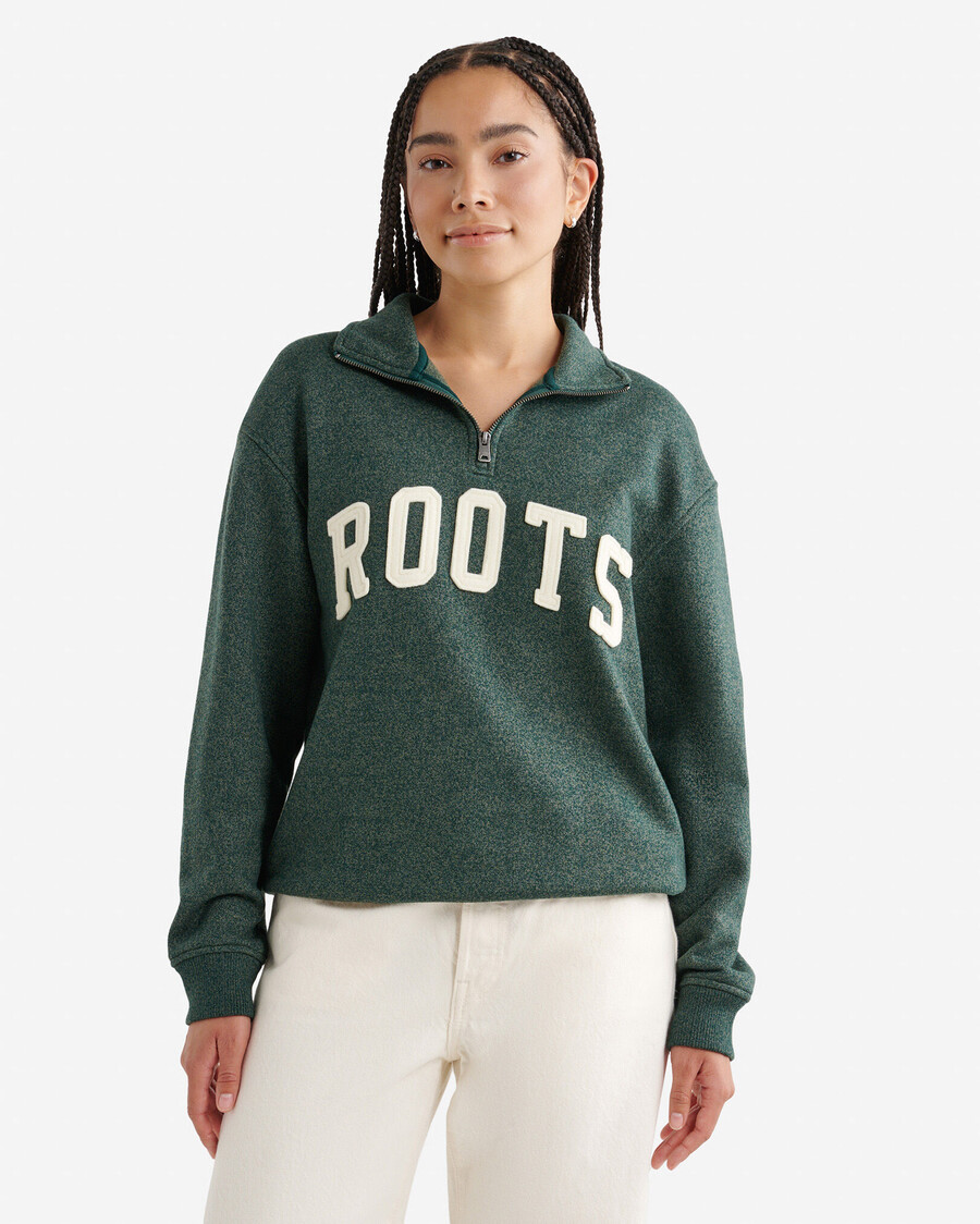 roots applique half zip stein