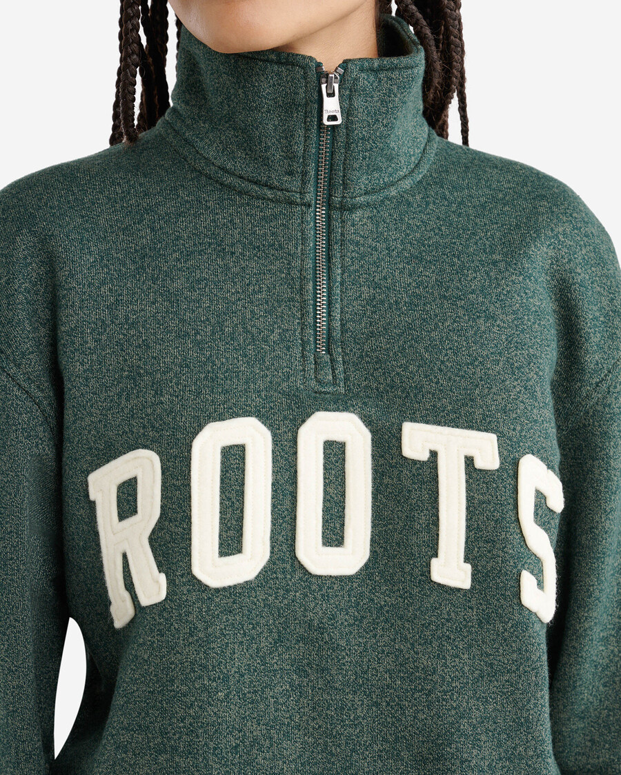 roots applique half zip stein