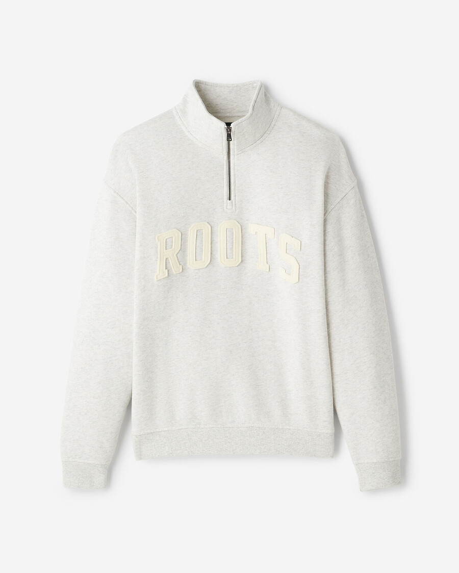 roots applique half zip stein