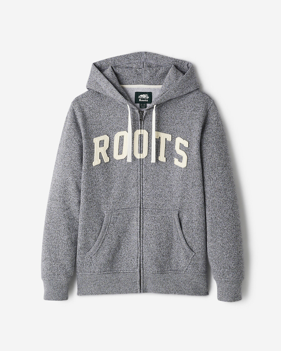 roots applique full zip hoodie
