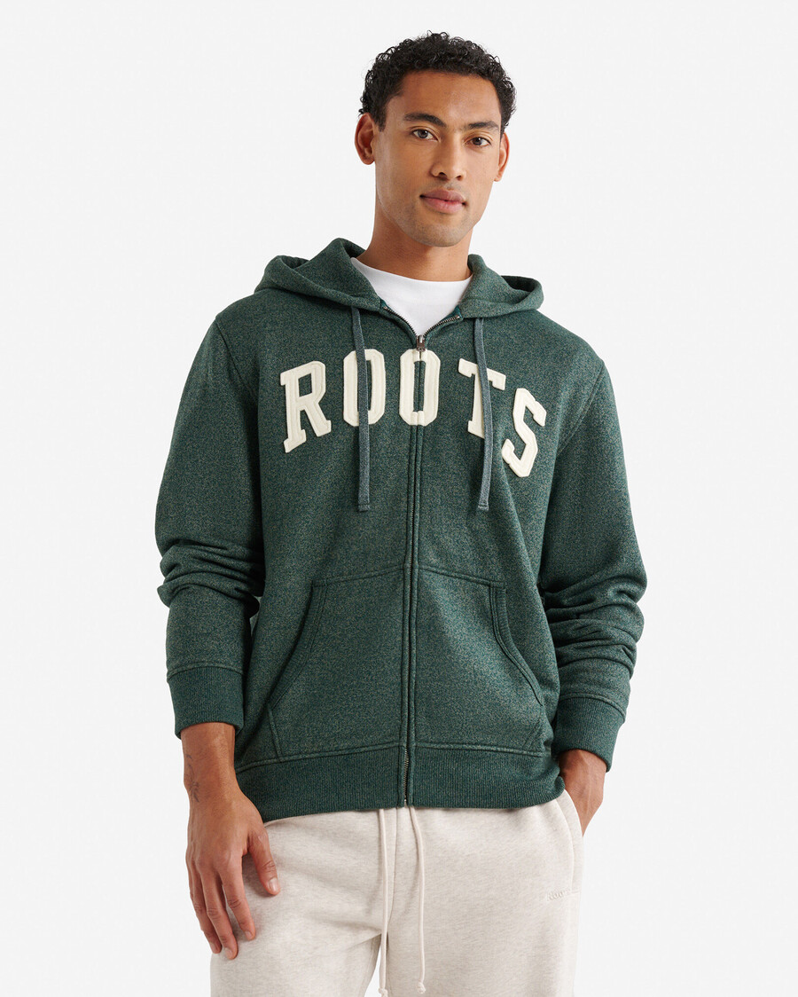 roots applique full zip hoodie