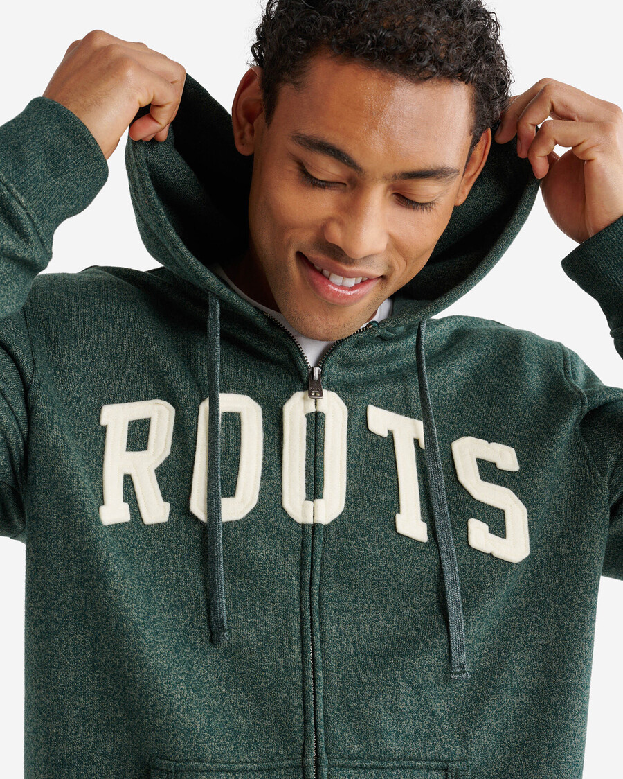 roots applique full zip hoodie