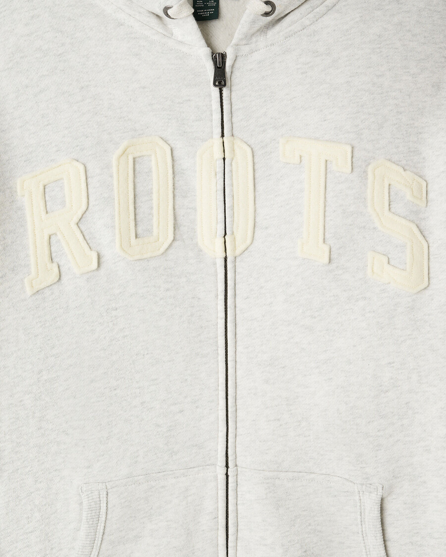 roots applique full zip hoodie