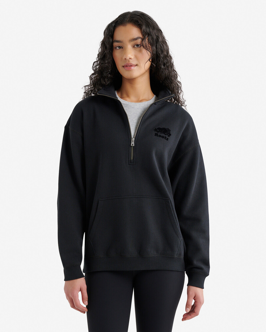 organic cooper relaxed half zip stein