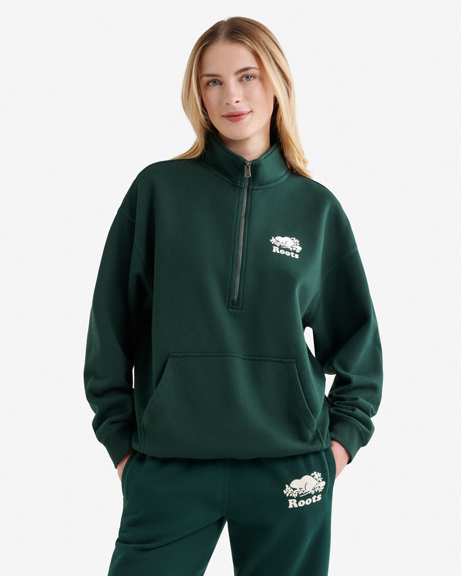 organic cooper relaxed half zip stein