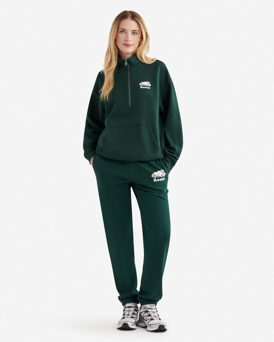 organic cooper relaxed half zip stein