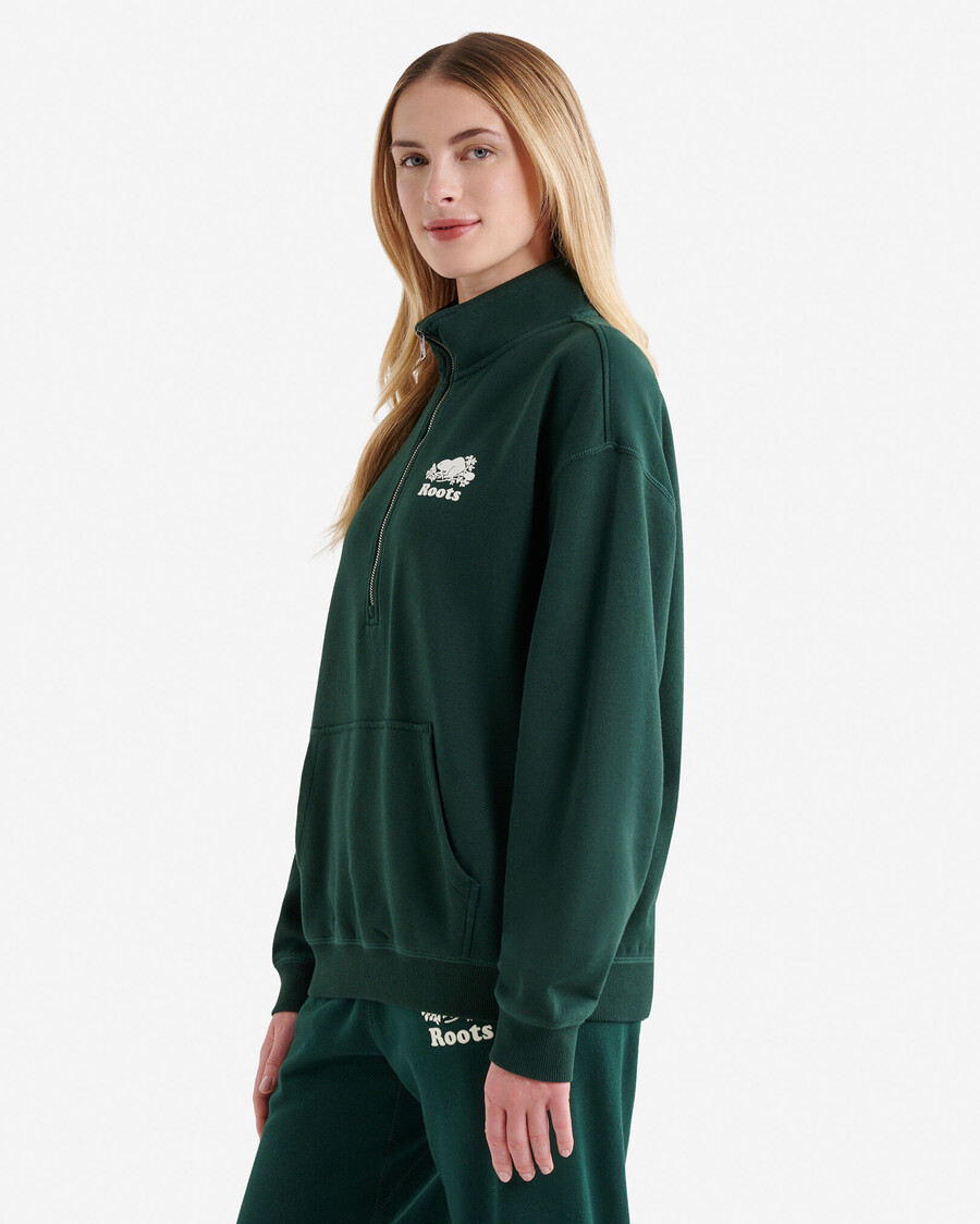 organic cooper relaxed half zip stein