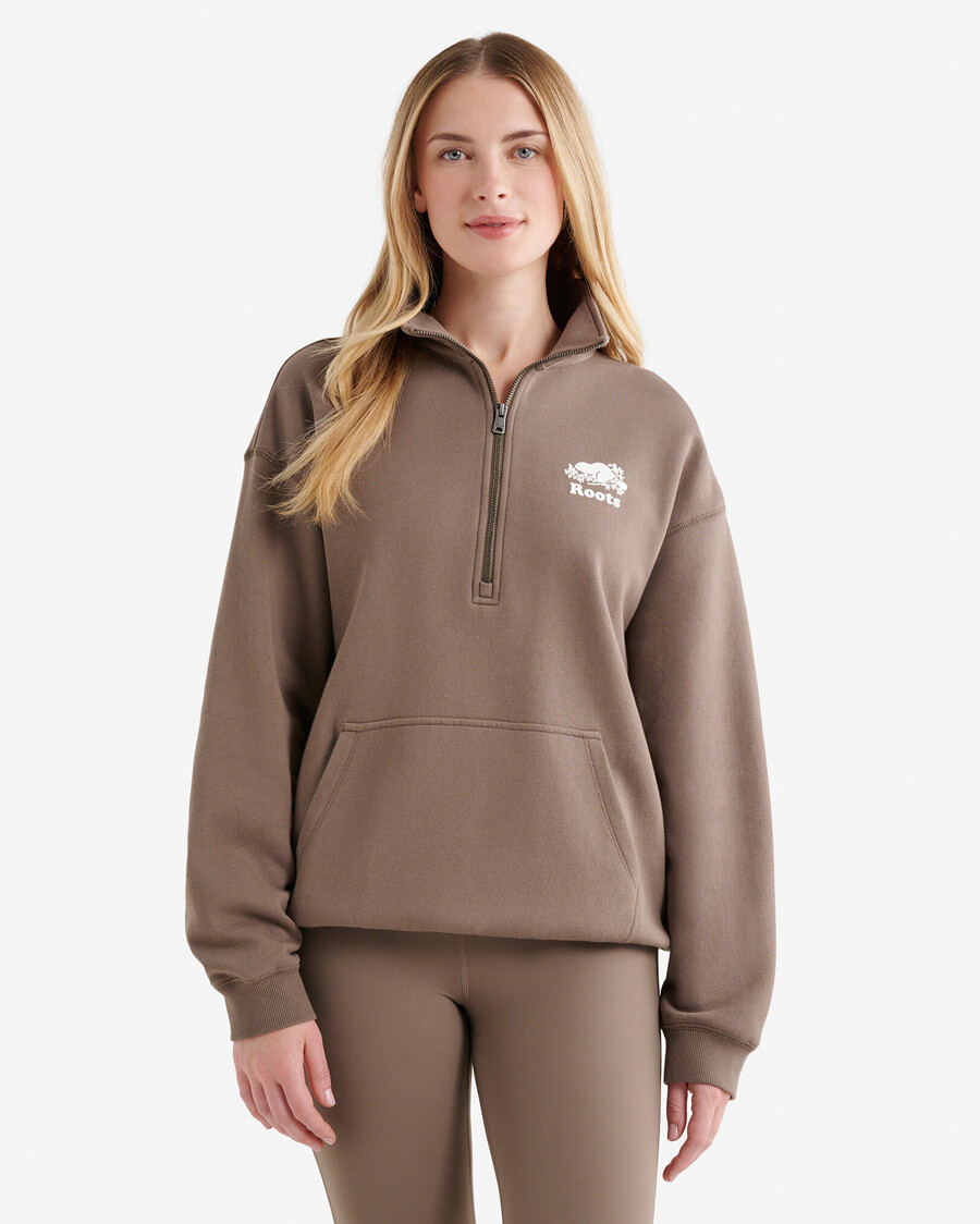 organic cooper relaxed half zip stein